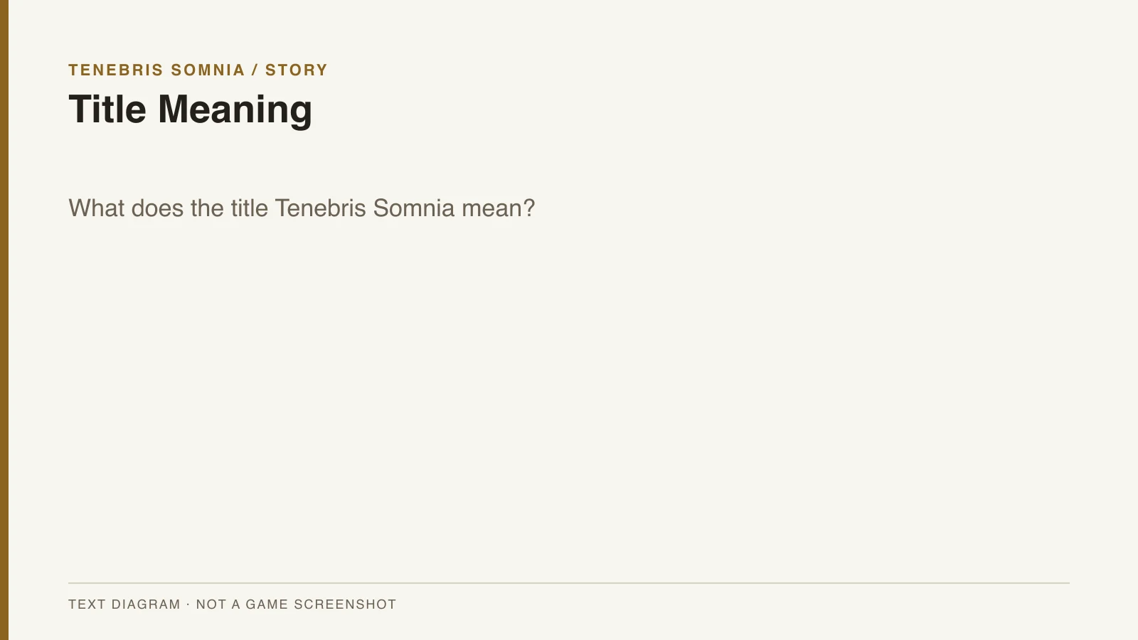 Title Meaning text overview for Tenebris Somnia