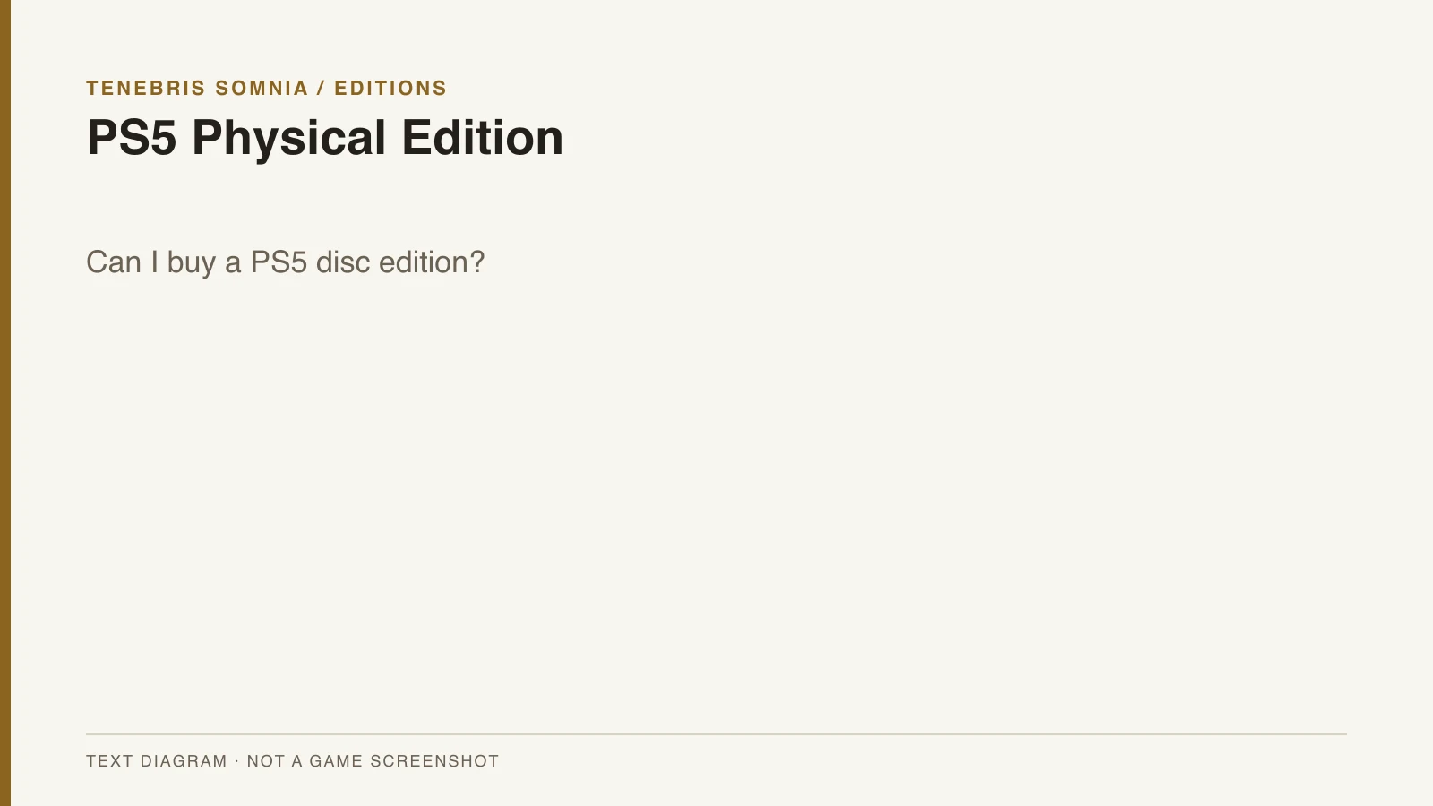 PS5 Physical Edition text overview for Tenebris Somnia