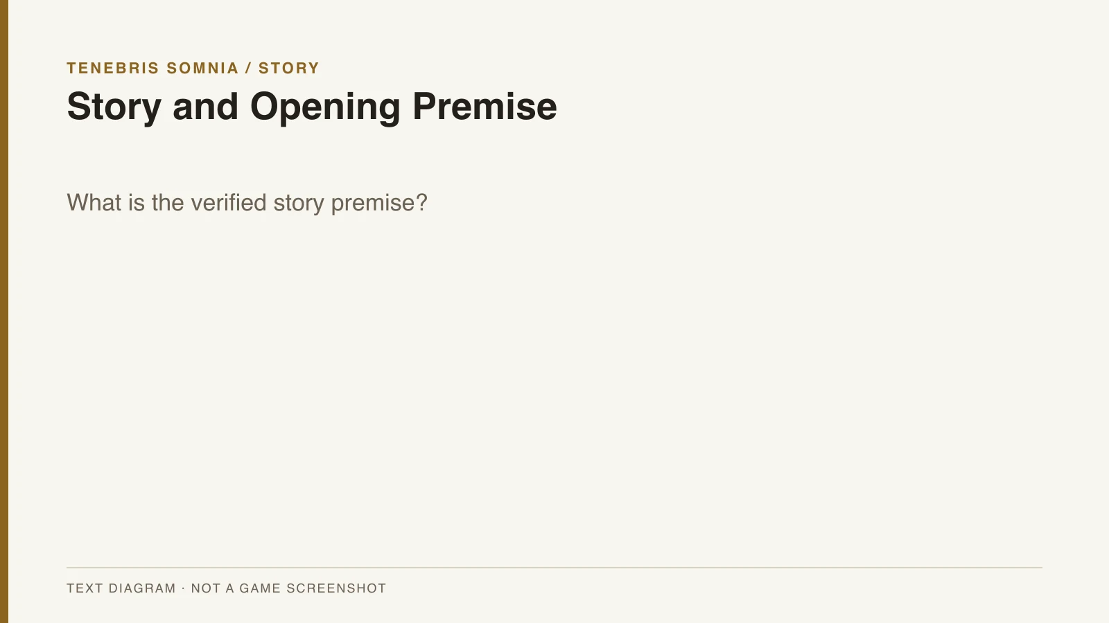 Story and Opening Premise text overview for Tenebris Somnia