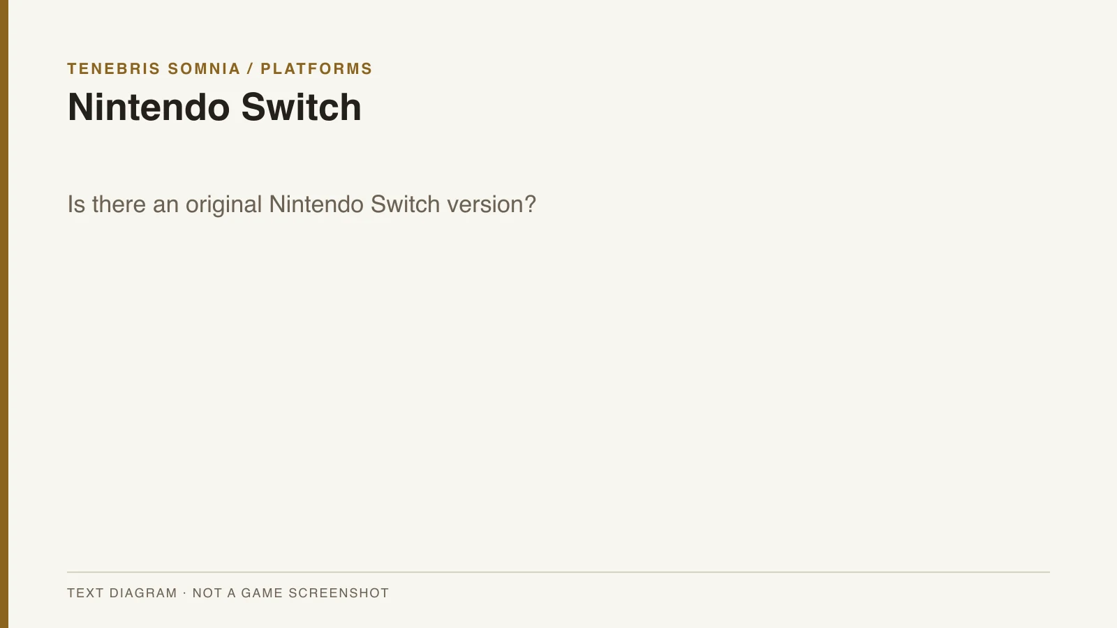 Nintendo Switch text overview for Tenebris Somnia